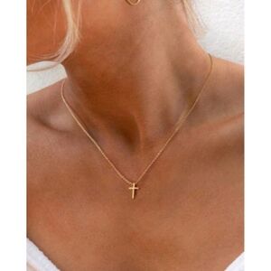 Anthropologie Esther Dainty Cross Layered Minimalist Chain Necklace
